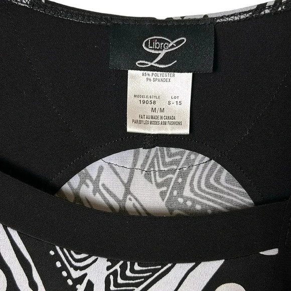 Y2K Libra ,vtg top . 
Women Medium.Black,white,abstract, embellished,square neck - Picture 3 of 15